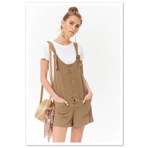 Forever 21 Linen button front romper